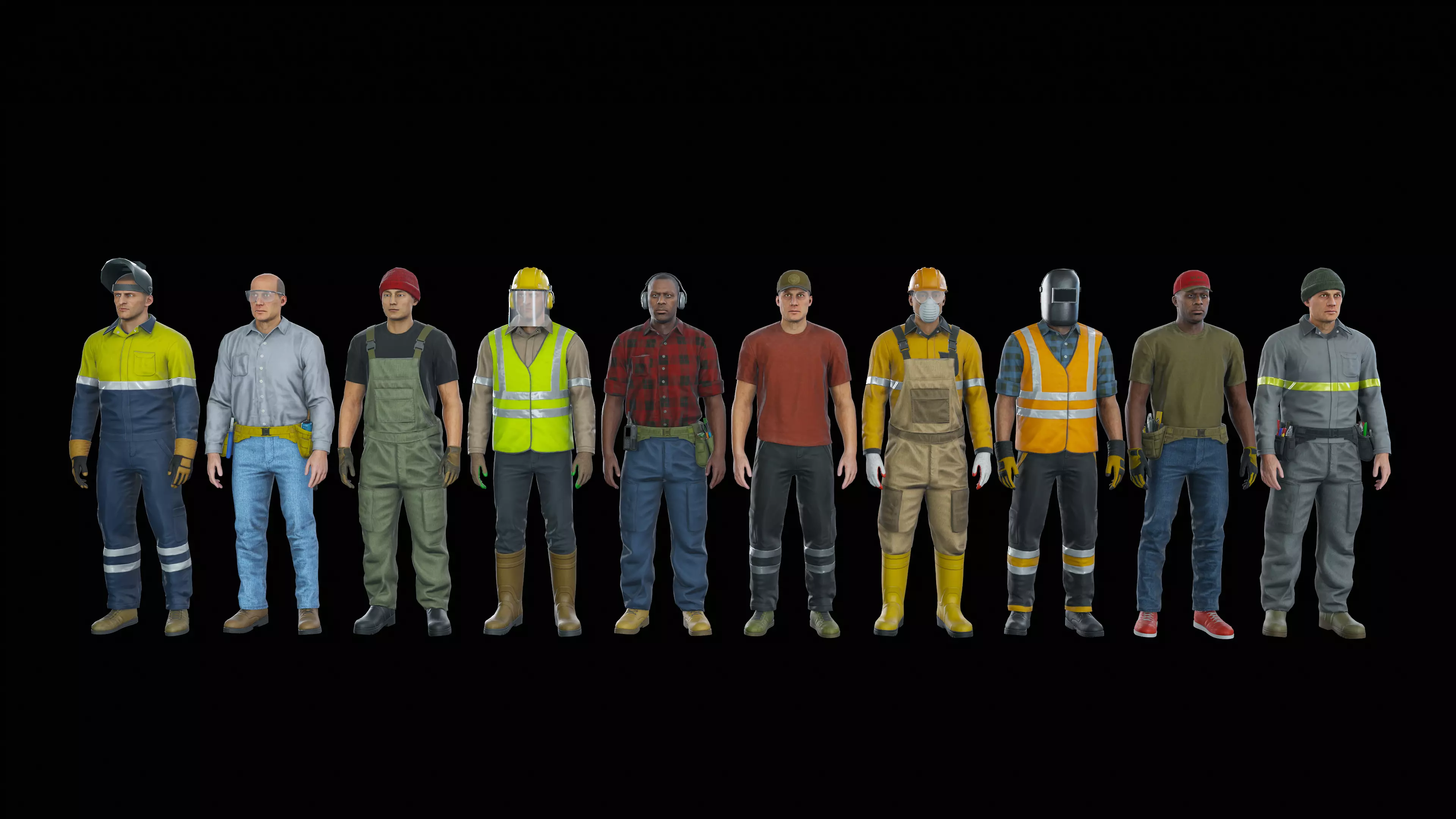 Workers Modular Character Low-poly 3D model_3