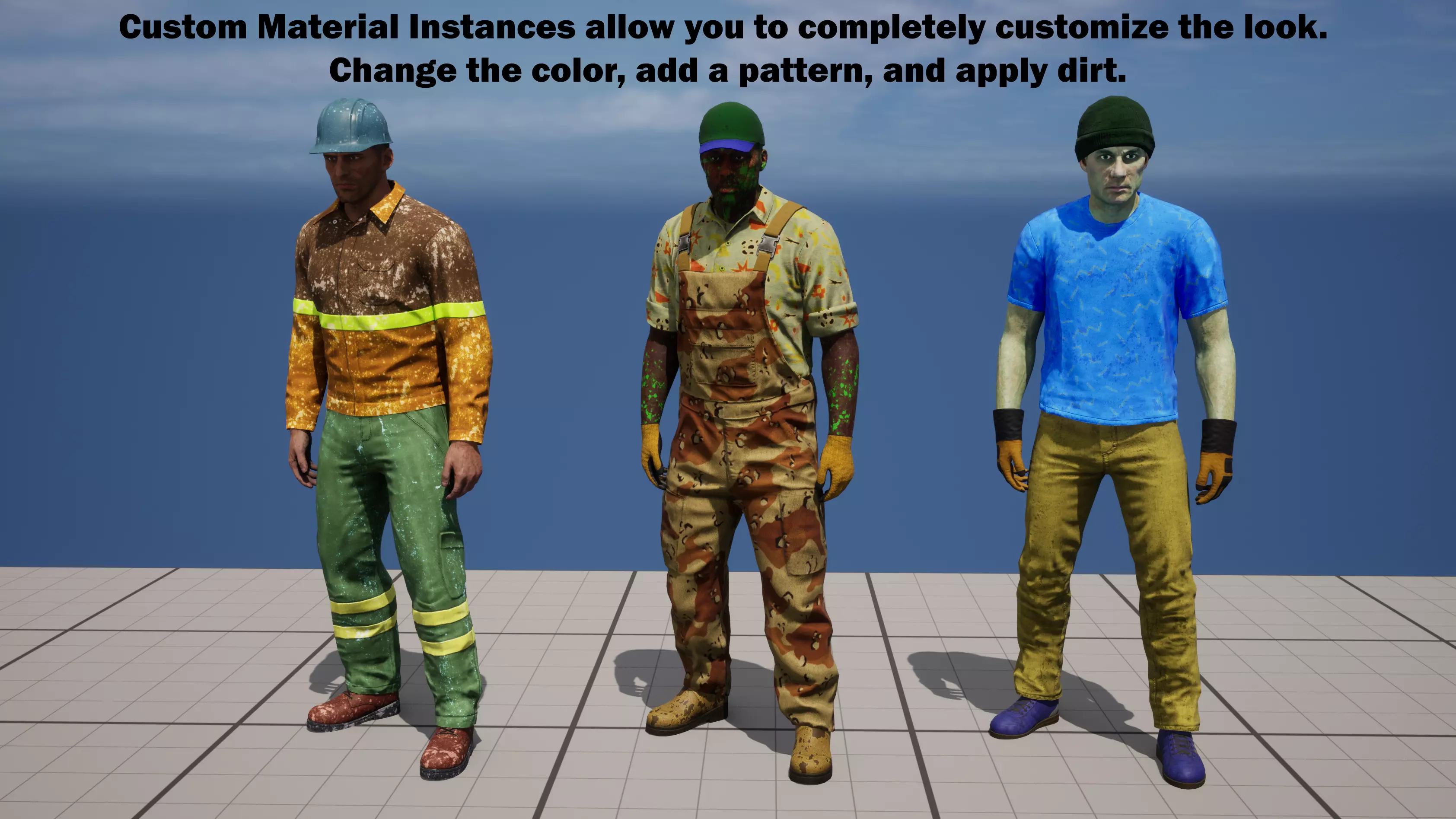 Workers Modular Character Low-poly 3D model_13