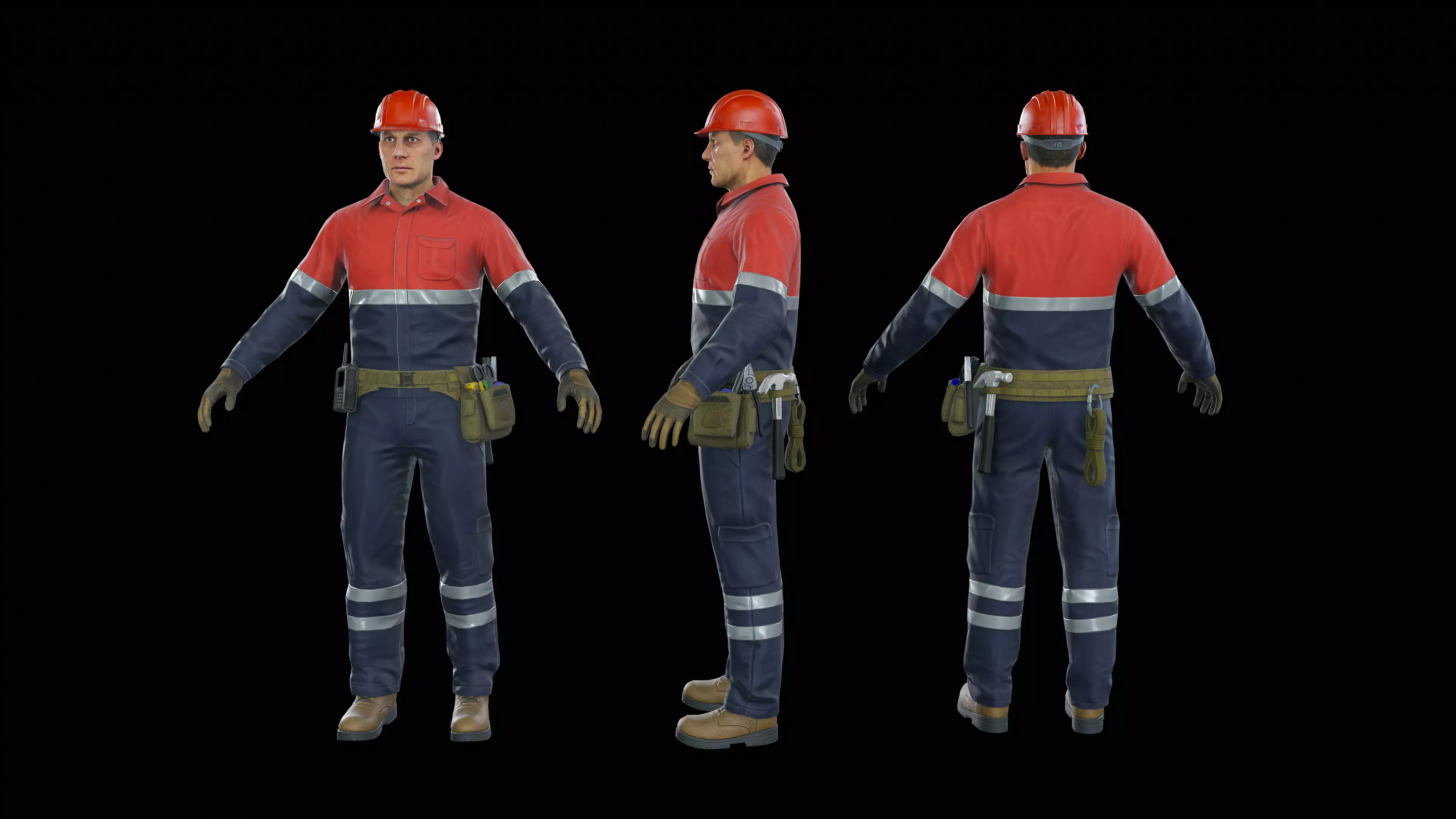 Workers Modular Character Low-poly 3D model_6