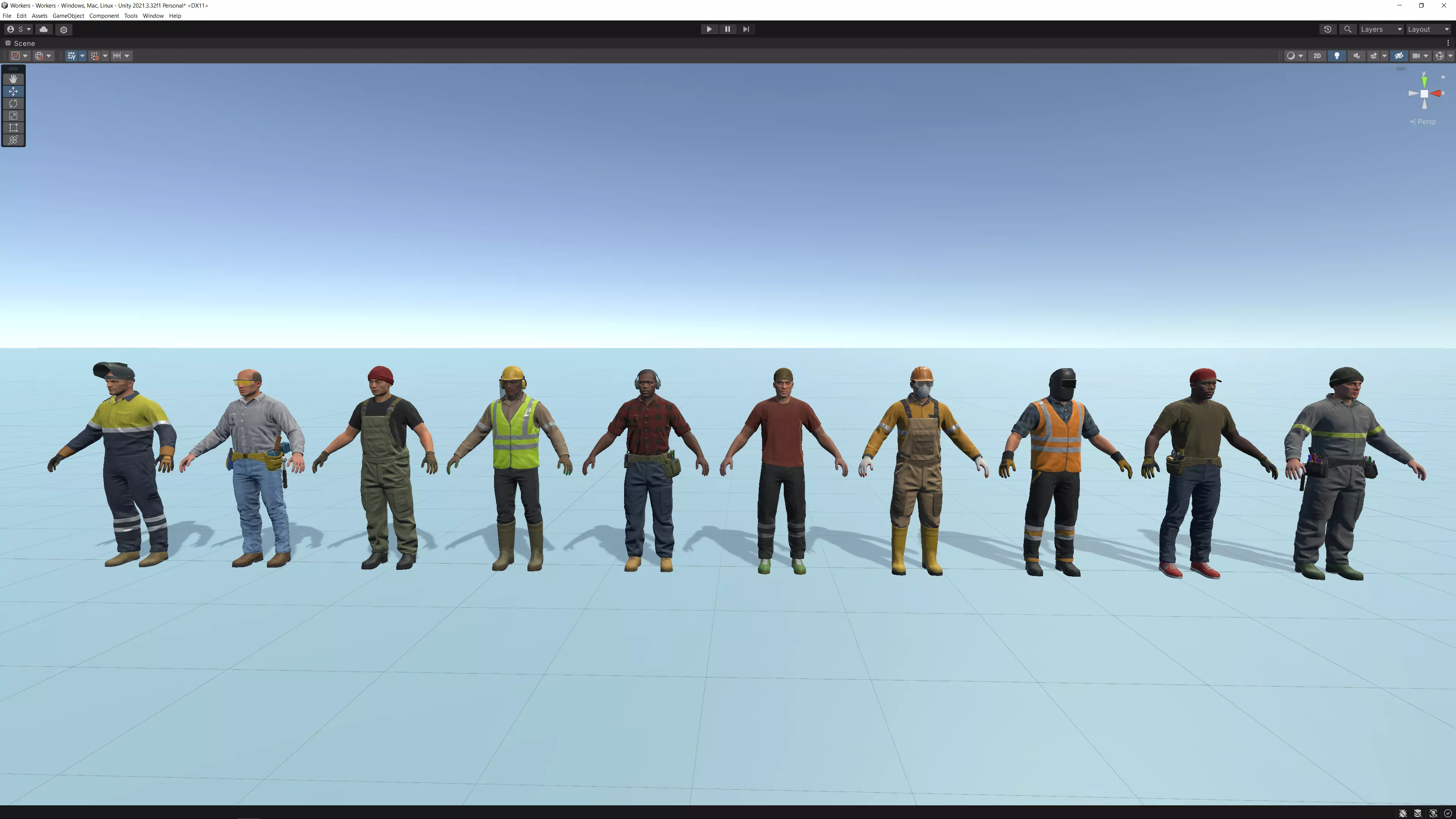 Workers Modular Character Low-poly 3D model_15