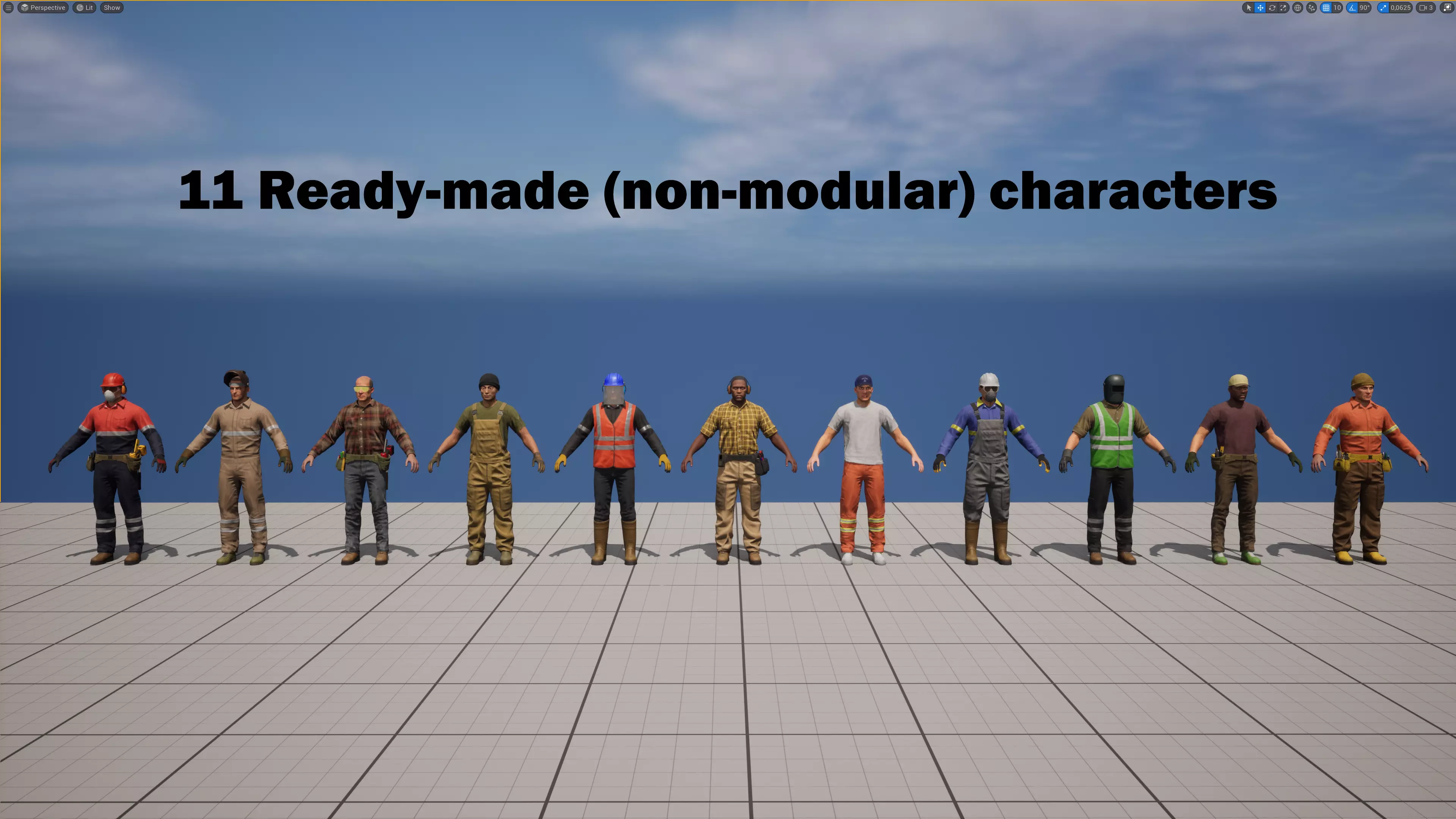 Workers Modular Character Low-poly 3D model_12