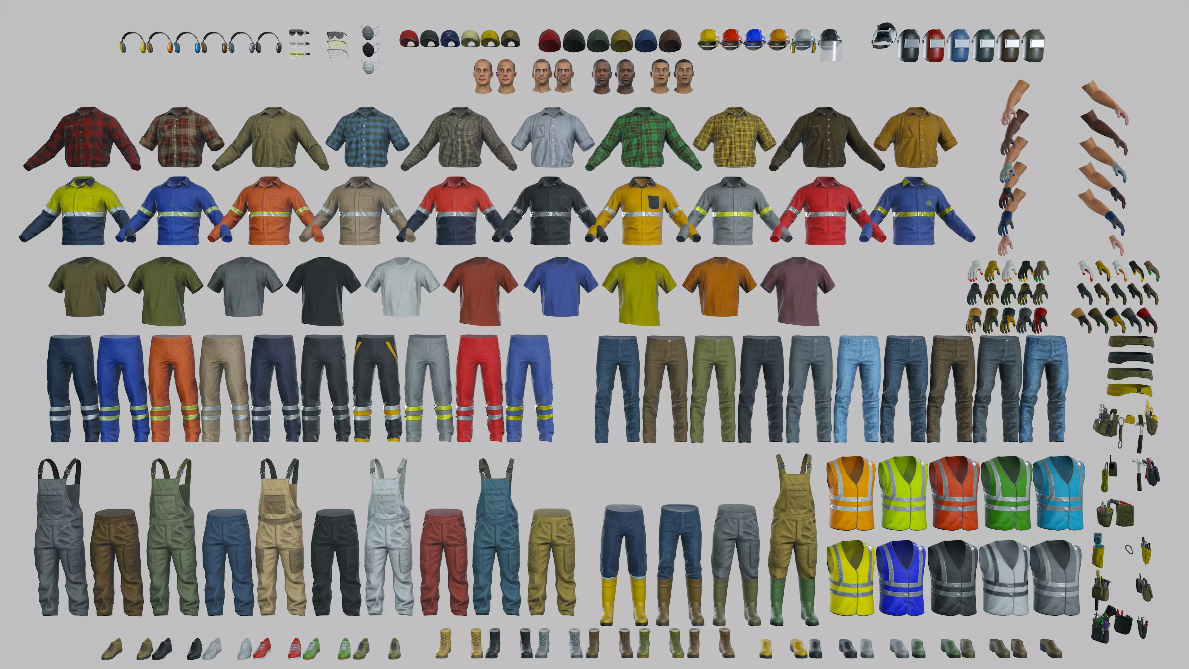 Workers Modular Character Low-poly 3D model_8