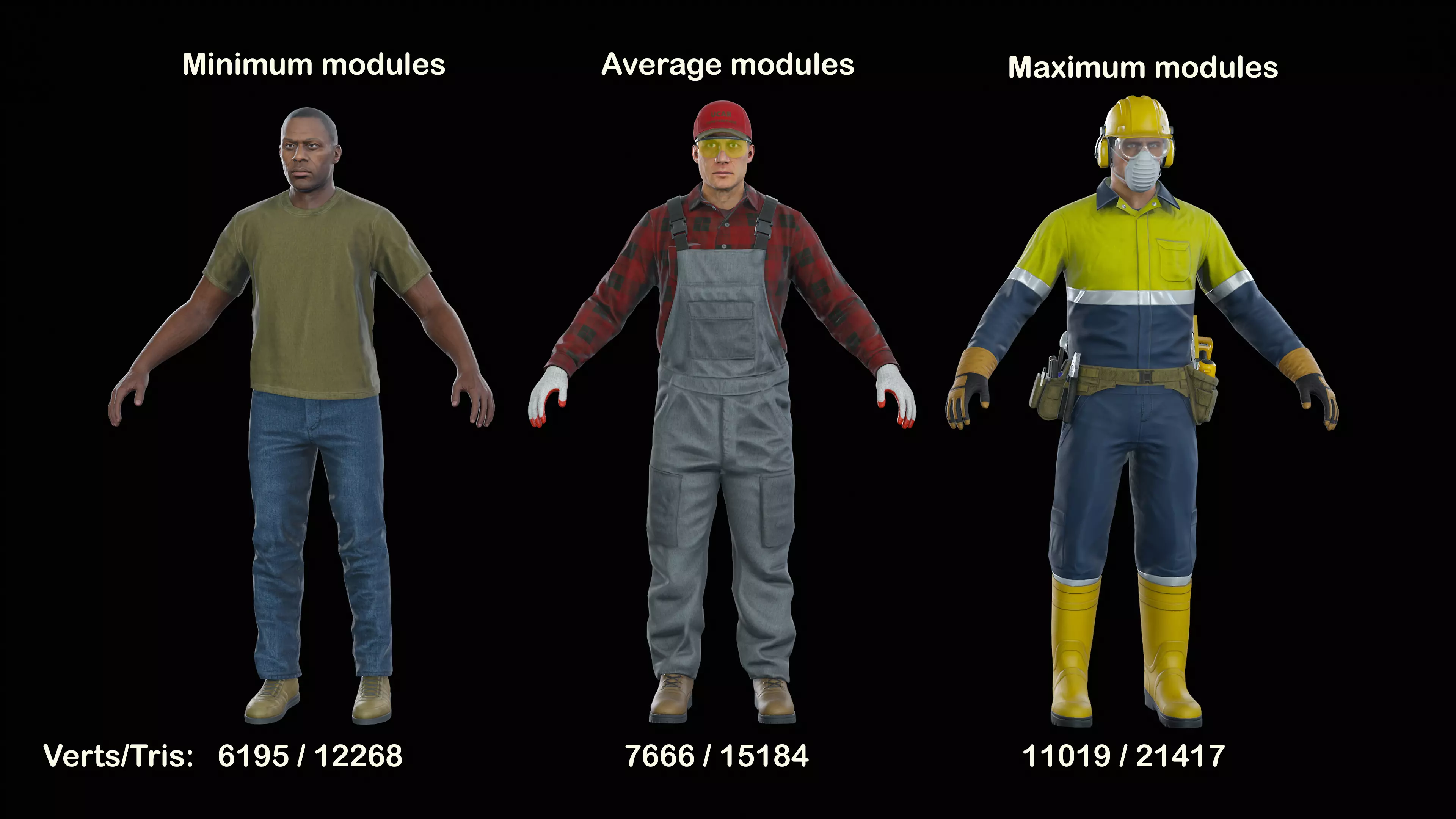 Workers Modular Character Low-poly 3D model_5
