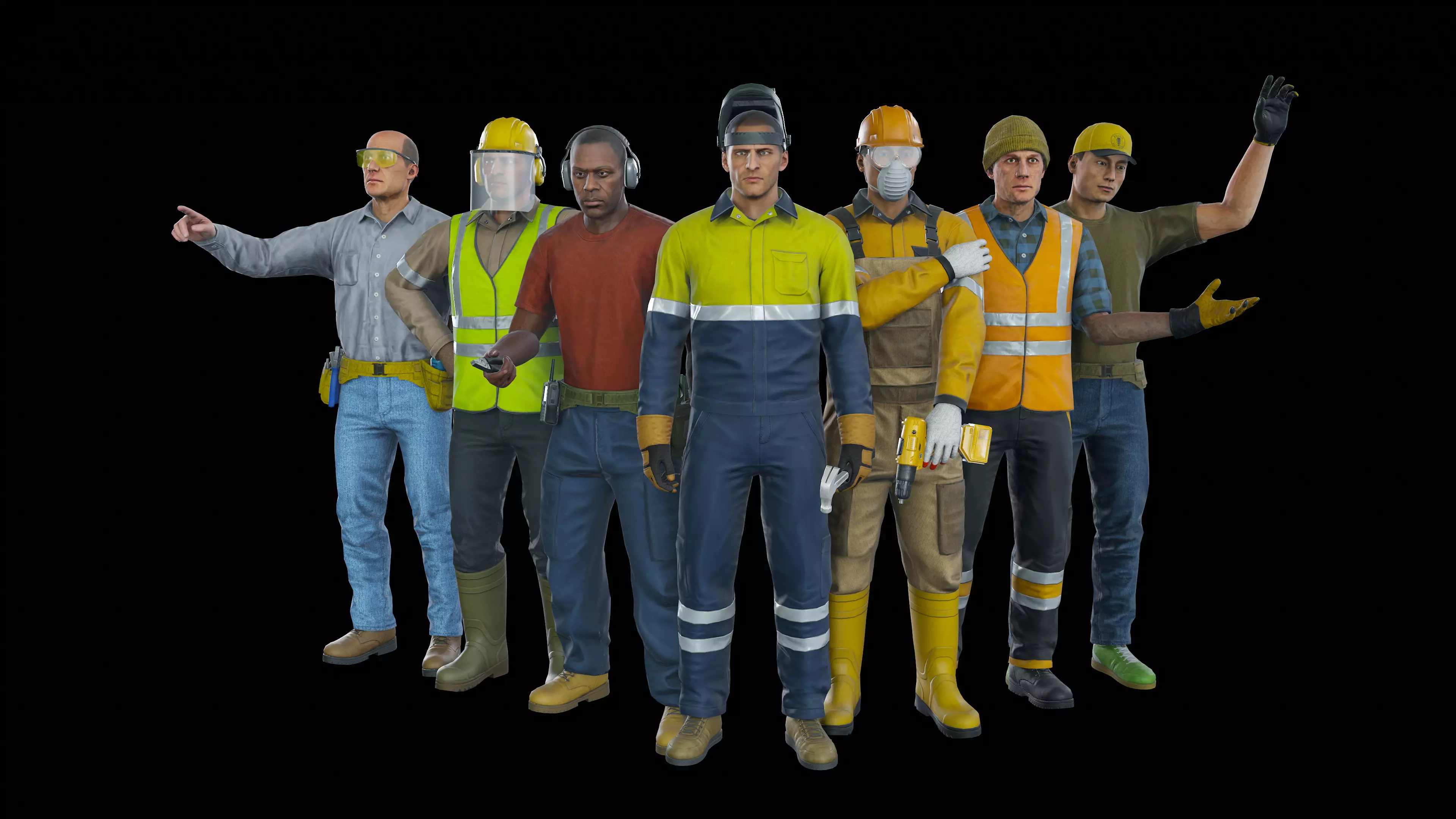 Workers Modular Character Low-poly 3D model_4