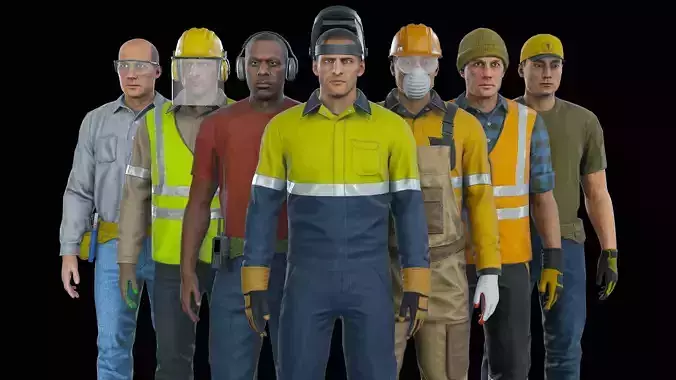 Workers Modular Character Low-poly 3D model