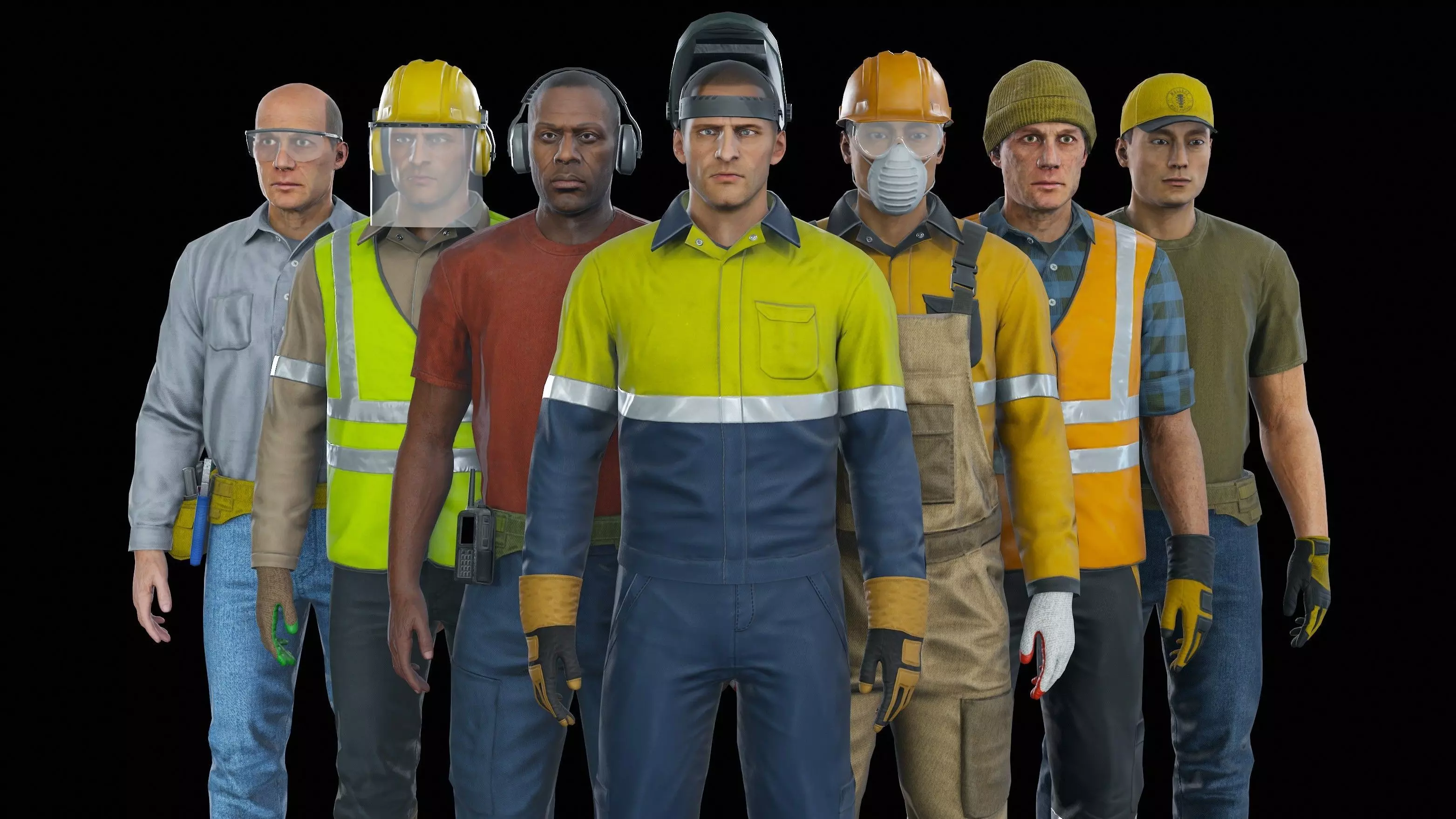 Workers Modular Character Low-poly 3D model_0