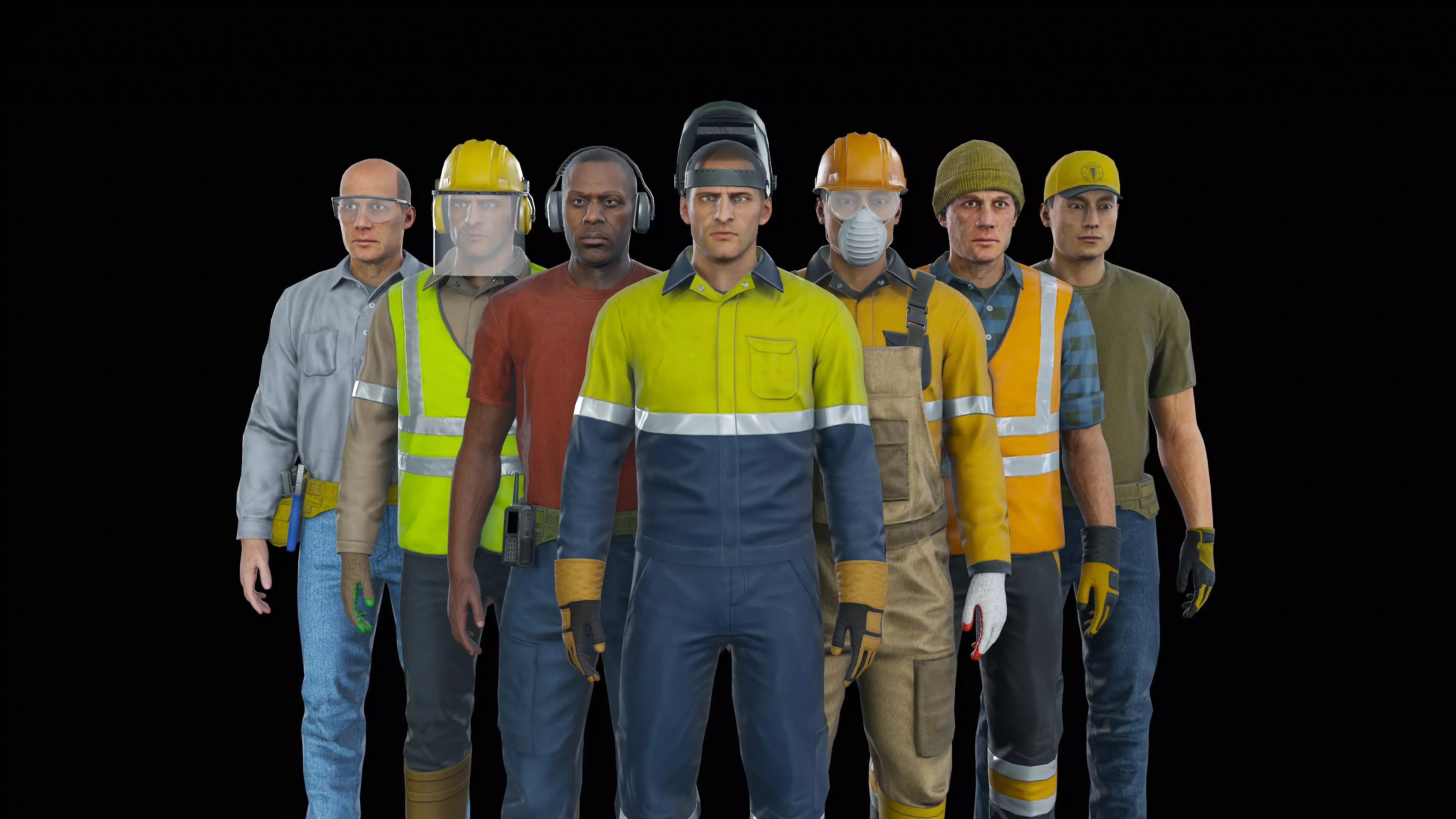 Workers Modular Character Low-poly 3D model_24