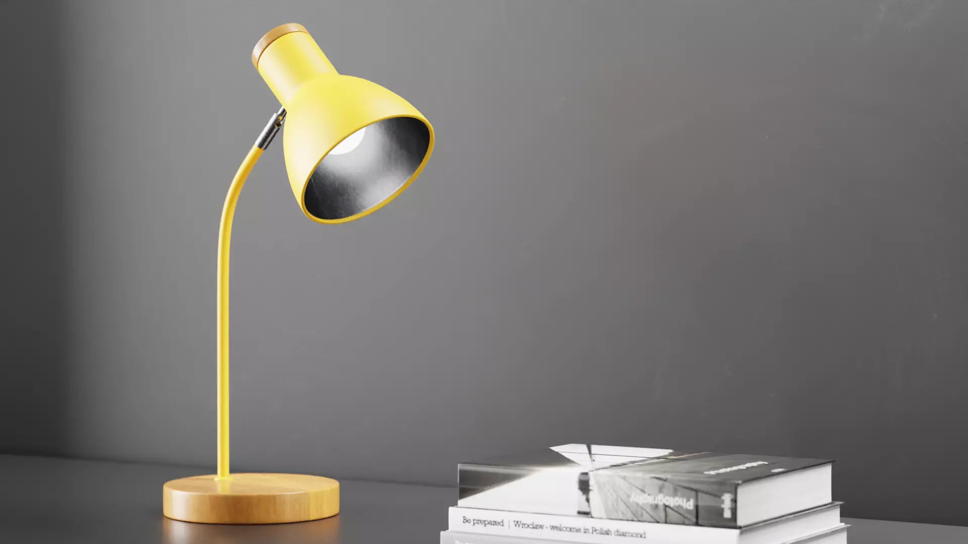Adjustable Table Lamp Yellow - PBR metal lamp Low-poly 3D model_3