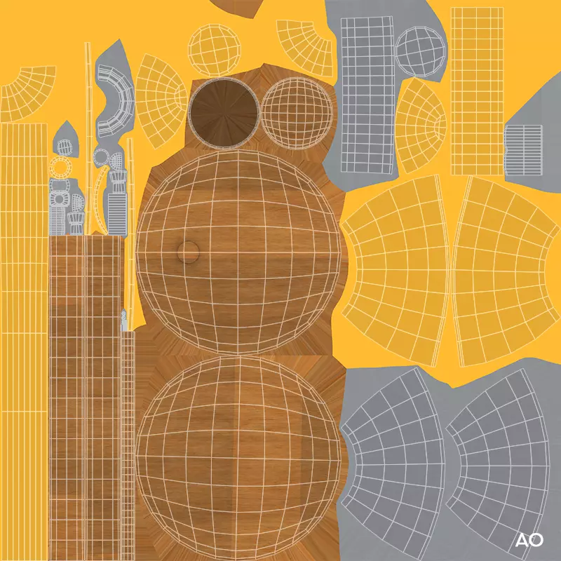 Adjustable Table Lamp Yellow - PBR metal lamp Low-poly 3D model_33