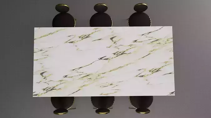 stylized Marble Dining Table Set