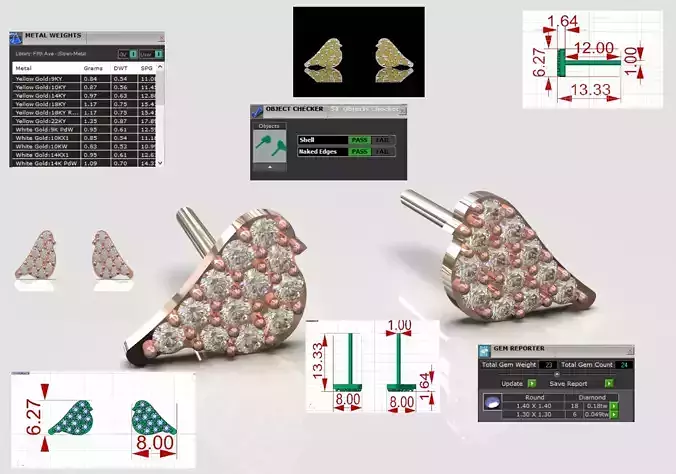 Earrings Lovebird with Gemstones a Symbol of Tenderness je0135