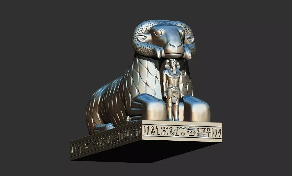 Amun Ram Sphinxs Egyptian Pharaoh Statue 3D printable Model 3D print model_2