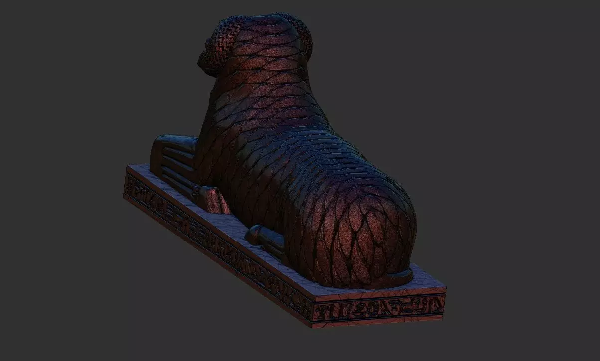 Amun Ram Sphinxs Egyptian Pharaoh Statue 3D printable Model 3D print model_7