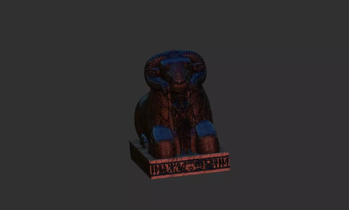 Amun Ram Sphinxs Egyptian Pharaoh Statue 3D printable Model 3D print model_6
