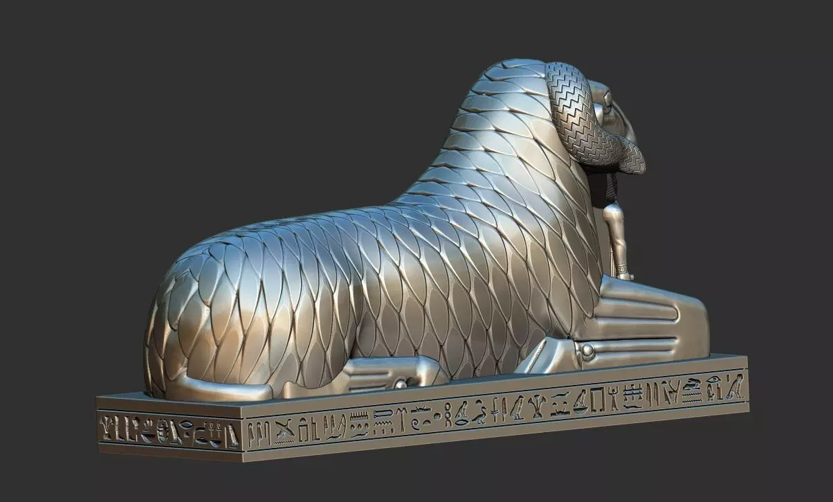 Amun Ram Sphinxs Egyptian Pharaoh Statue 3D printable Model 3D print model_1