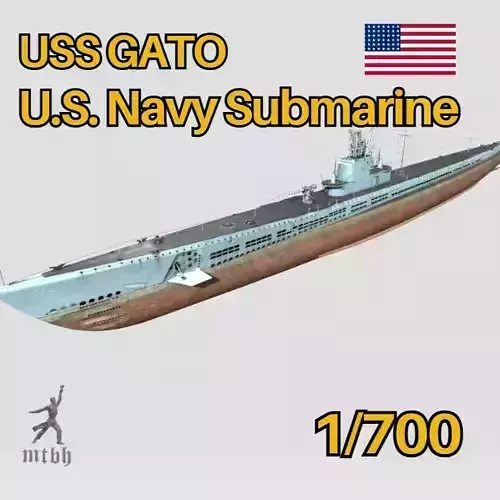 USS Gato US Navy Submarine 3D print model