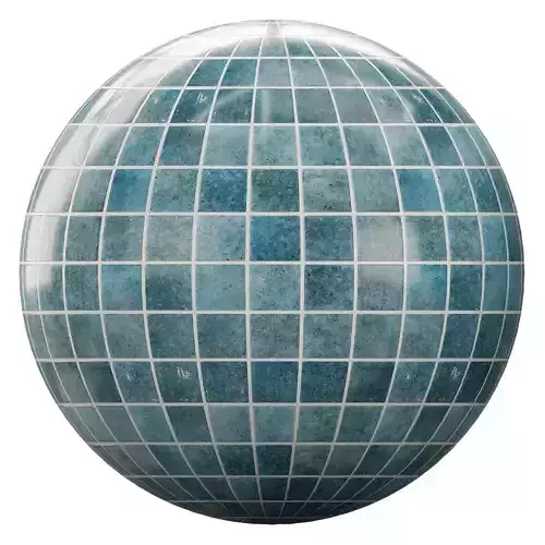 Blue Ceramic Small Square Tiles 3D Model 