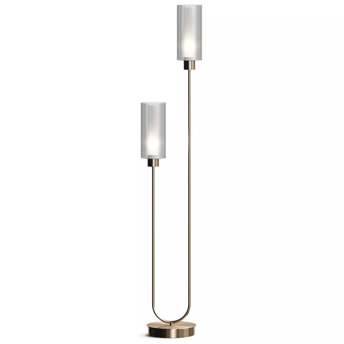 Gold Grantley Ribbed Glass Floor Lamp 3D model_1