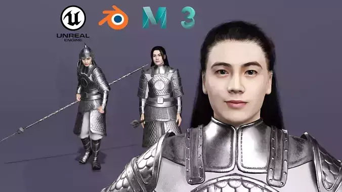 Realistic Chinese young general UE5 Project of Song Dynasty Low-poly 3D model