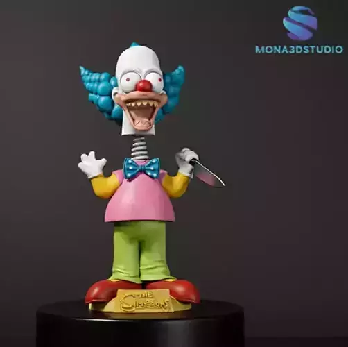 Krusty the Clown Bobblehead Doll - Halloween Edition 3D Print 