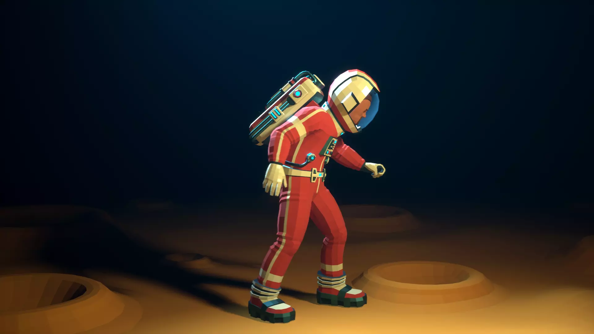 Astronaut modular low-poly stylized Low-poly 3D model_11