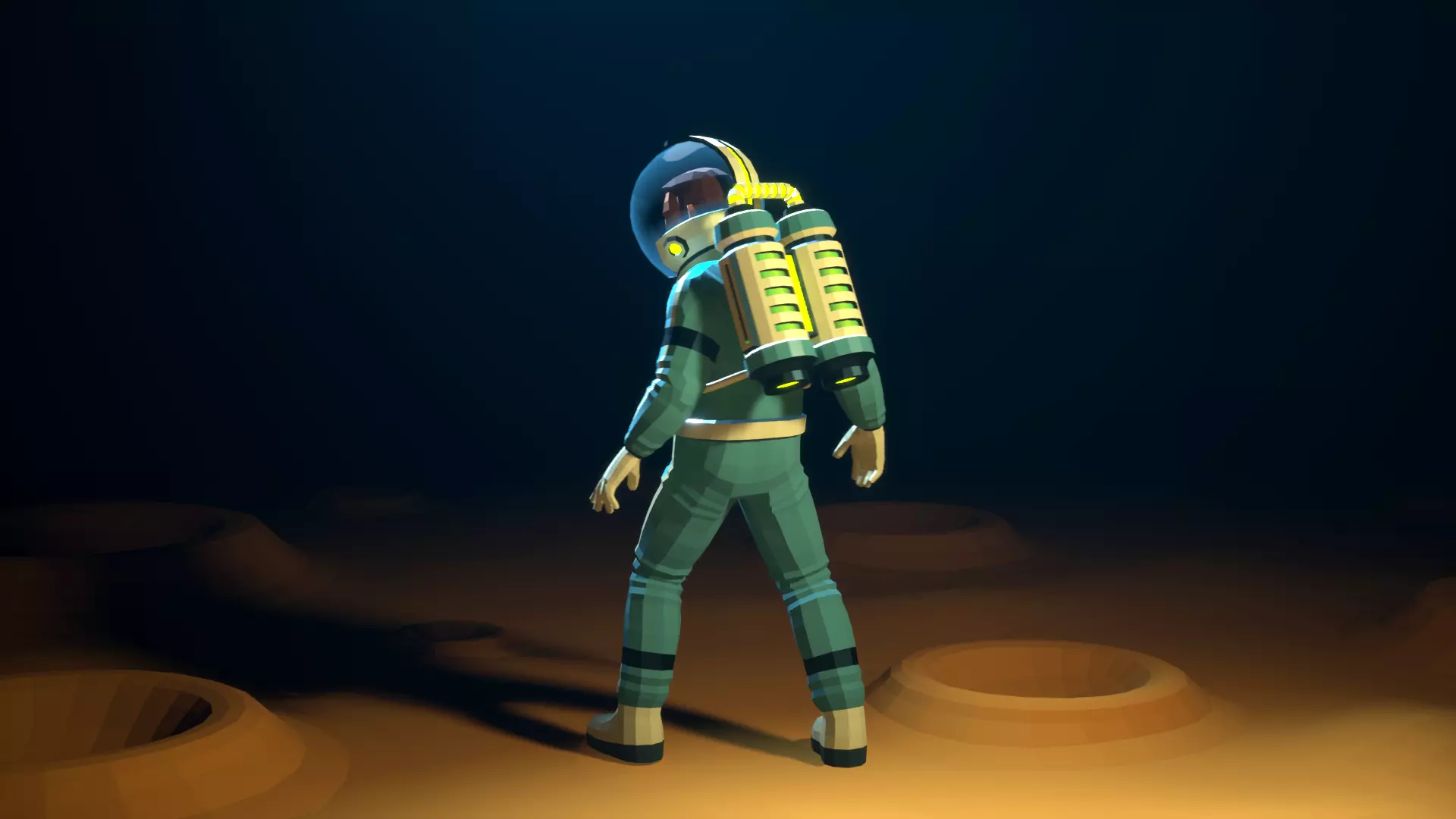 Astronaut modular low-poly stylized Low-poly 3D model_5