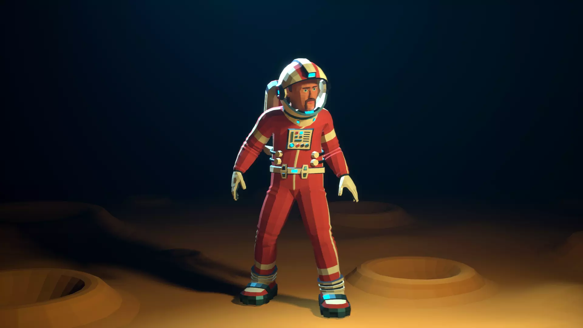 Astronaut modular low-poly stylized Low-poly 3D model_4