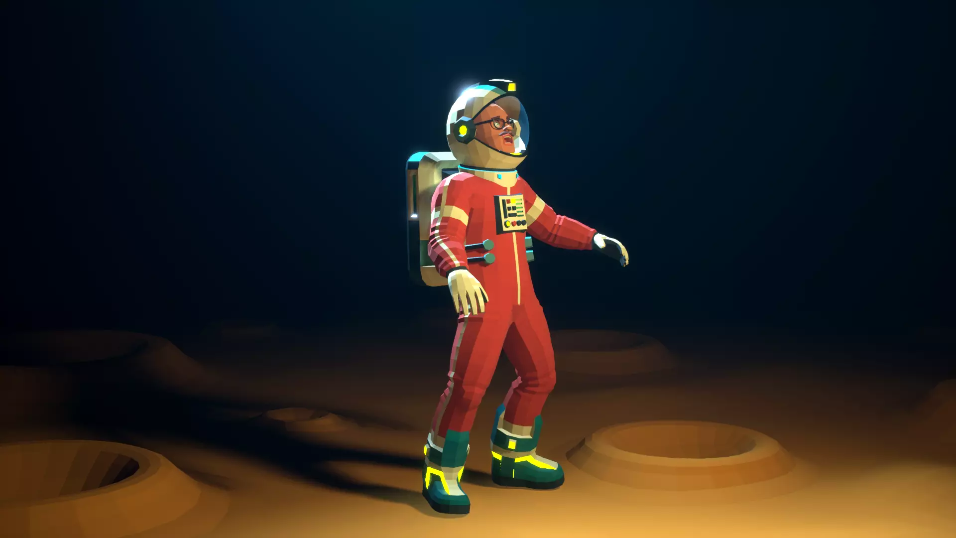 Astronaut modular low-poly stylized Low-poly 3D model_7