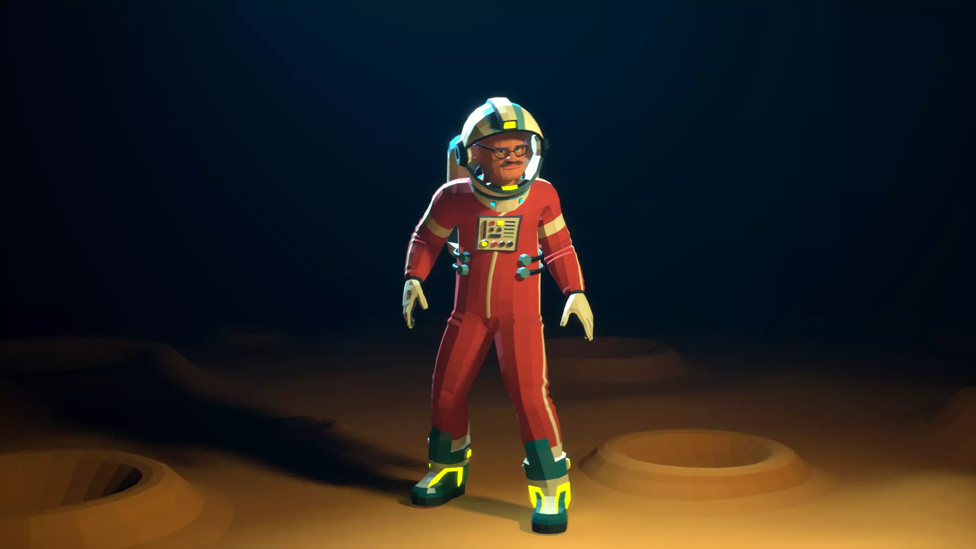 Astronaut modular low-poly stylized Low-poly 3D model_6