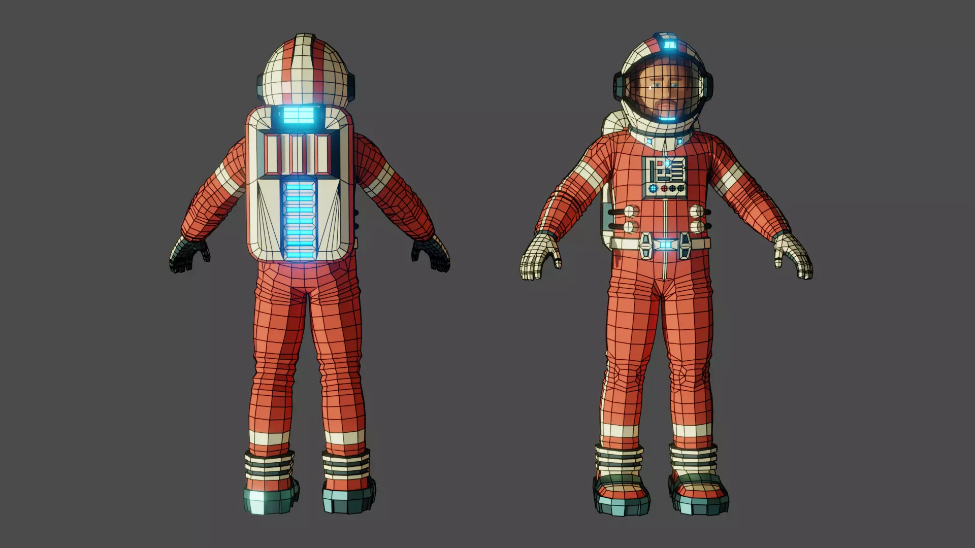 Astronaut modular low-poly stylized Low-poly 3D model_19