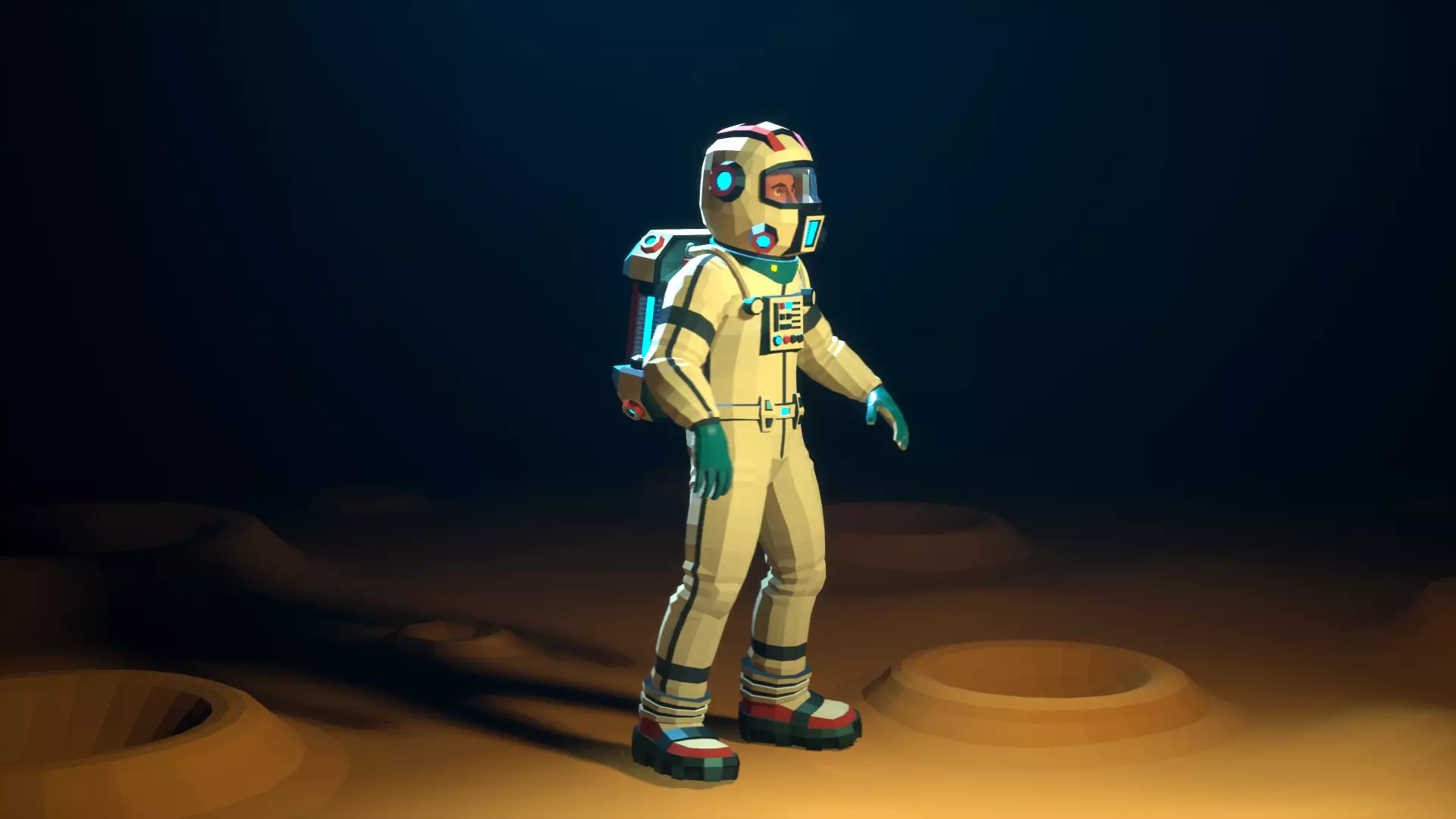 Astronaut modular low-poly stylized Low-poly 3D model_13