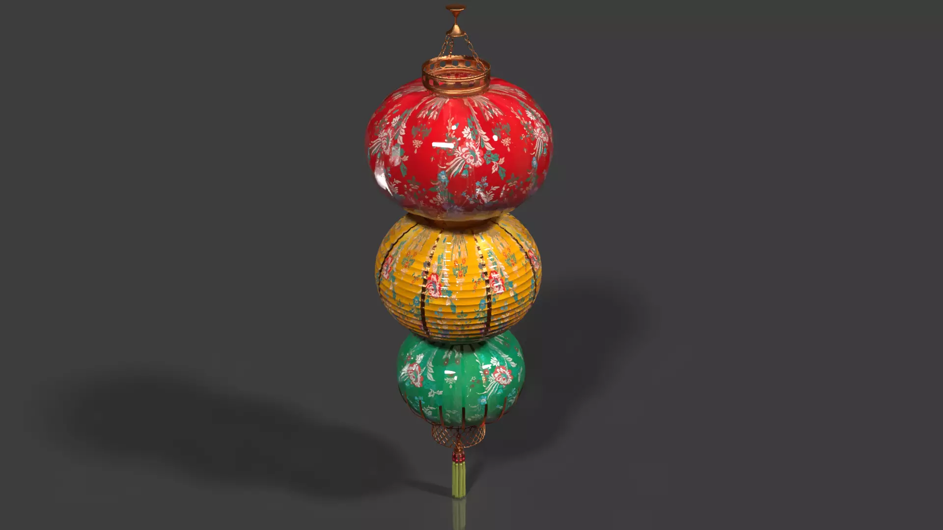 Chinese  red  lantern   Low-poly 3D model_4