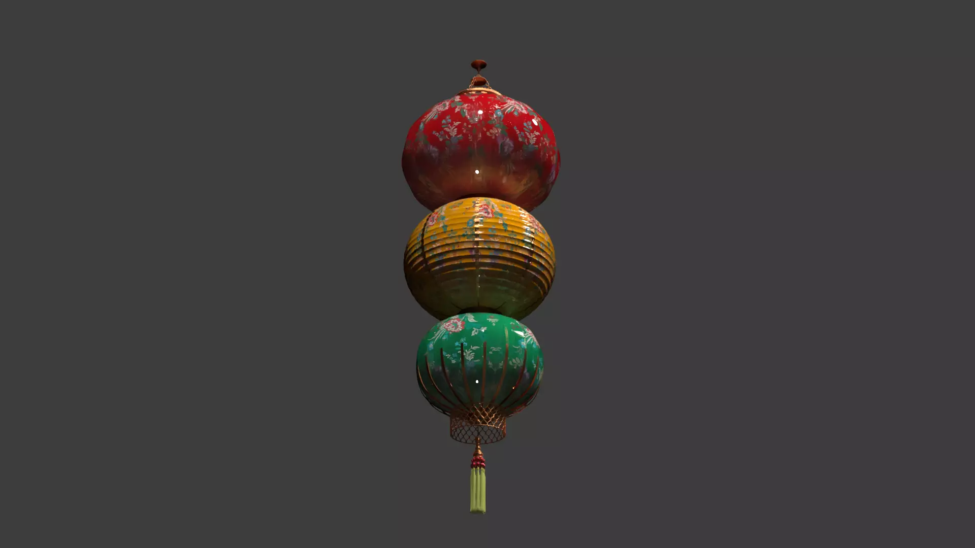 Chinese  red  lantern   Low-poly 3D model_2