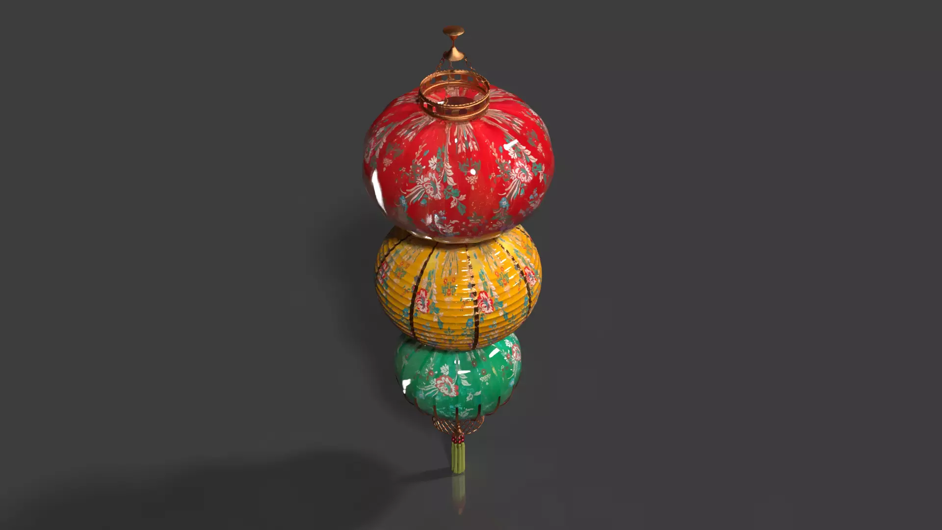 Chinese  red  lantern   Low-poly 3D model_5