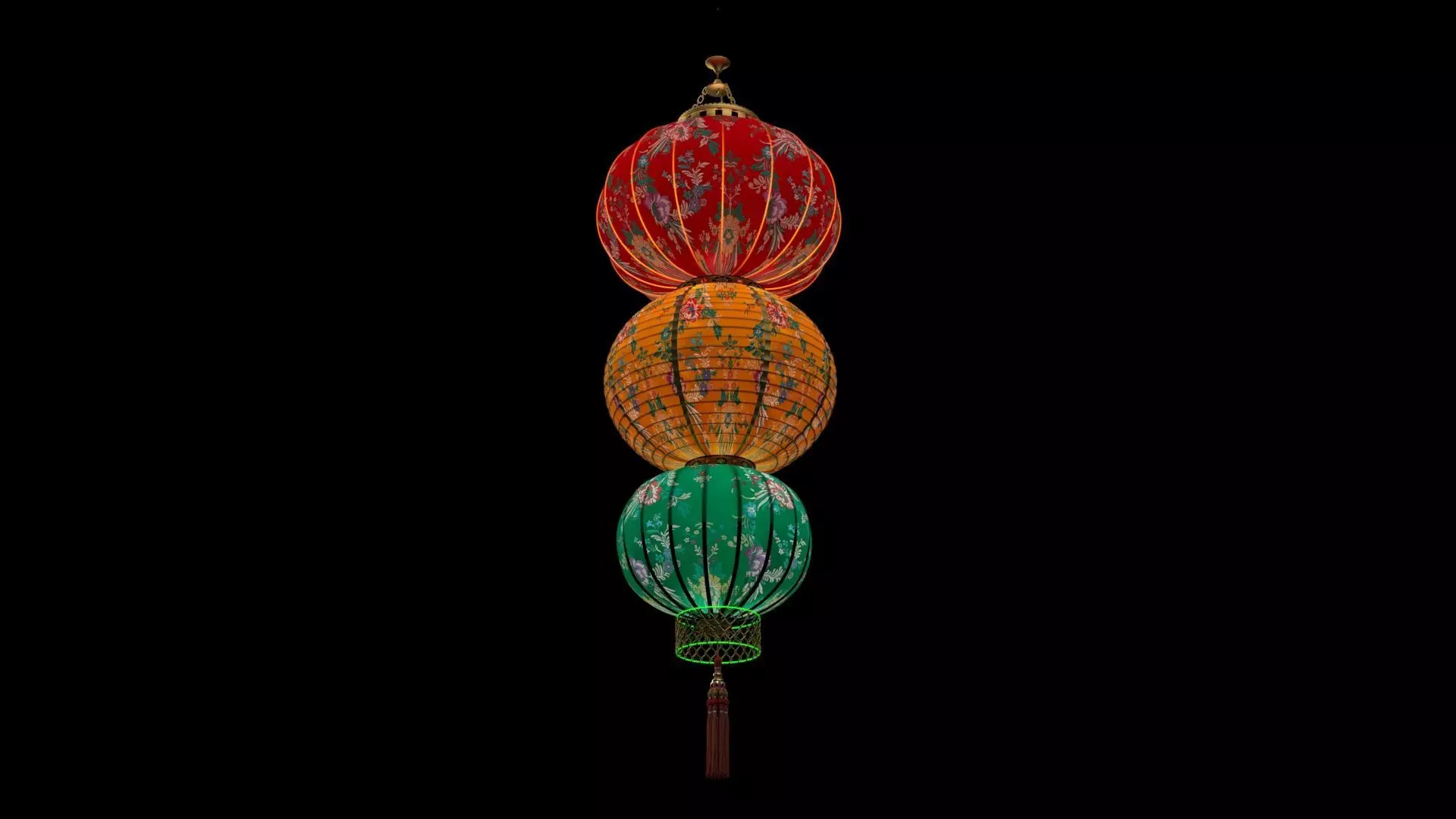 Chinese  red  lantern   Low-poly 3D model_9