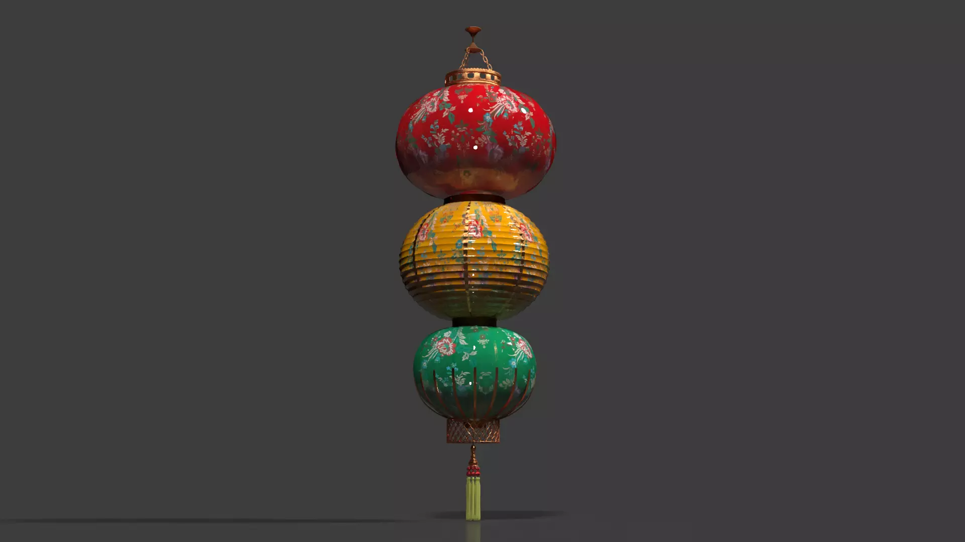 Chinese  red  lantern   Low-poly 3D model_0