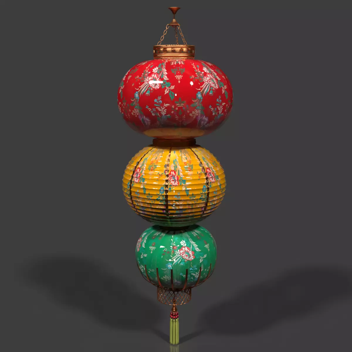 Chinese  red  lantern   Low-poly 3D model_6