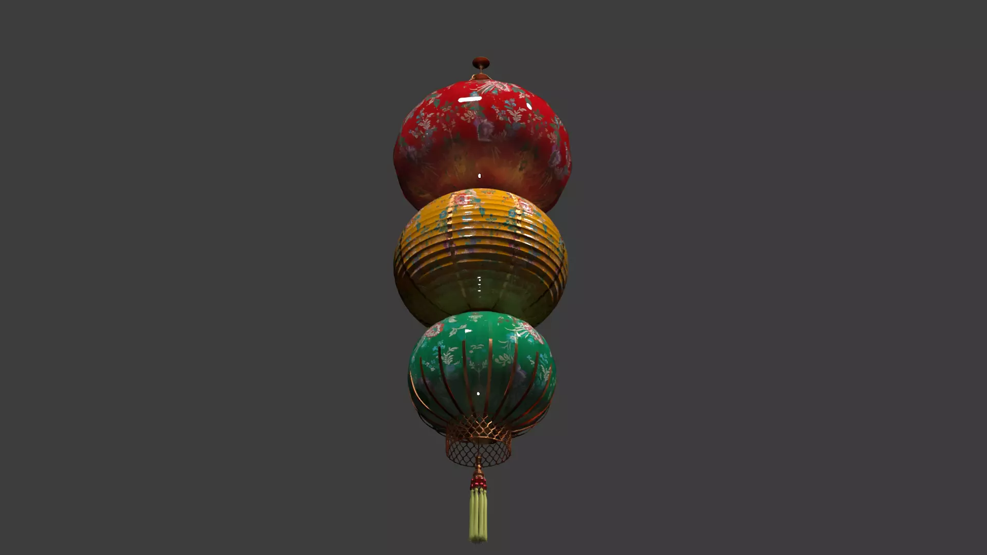 Chinese  red  lantern   Low-poly 3D model_3