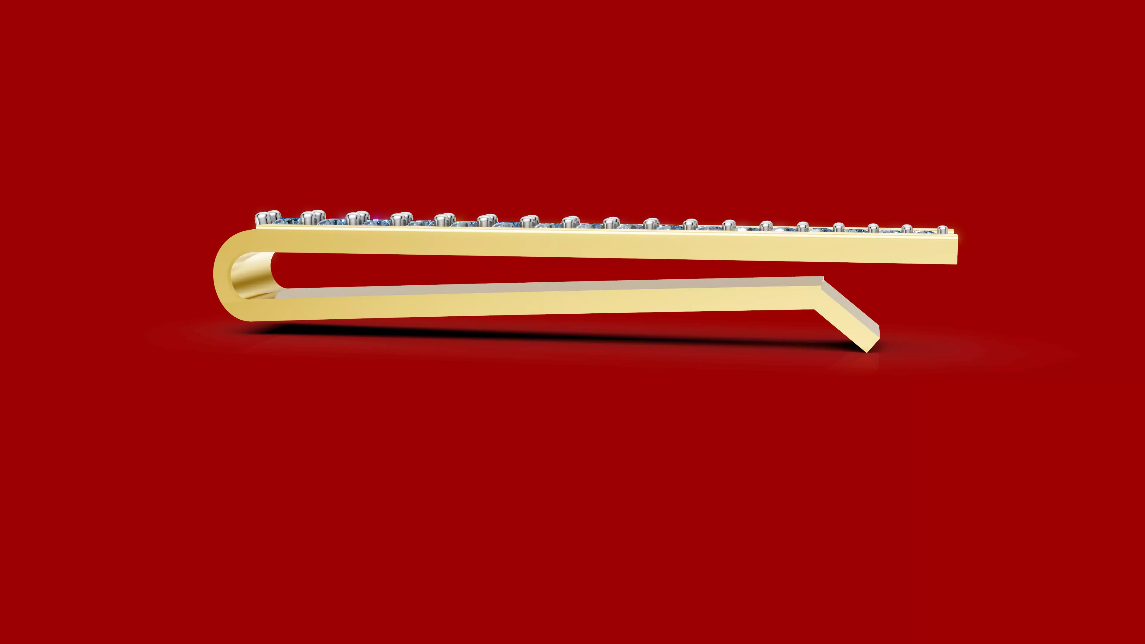 LIne Diamond Tie Pin 3D print model_12