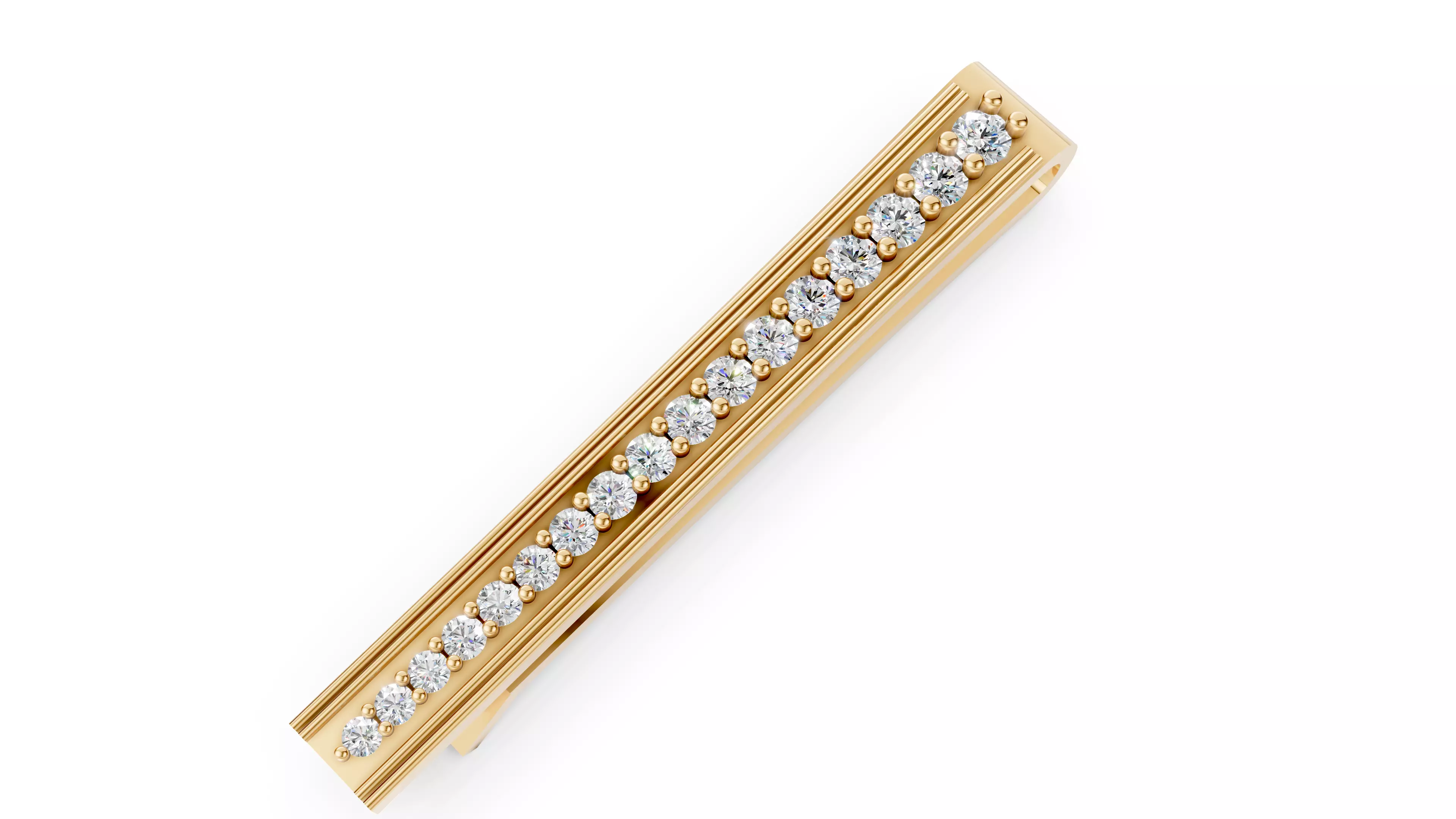 LIne Diamond Tie Pin 3D print model_13