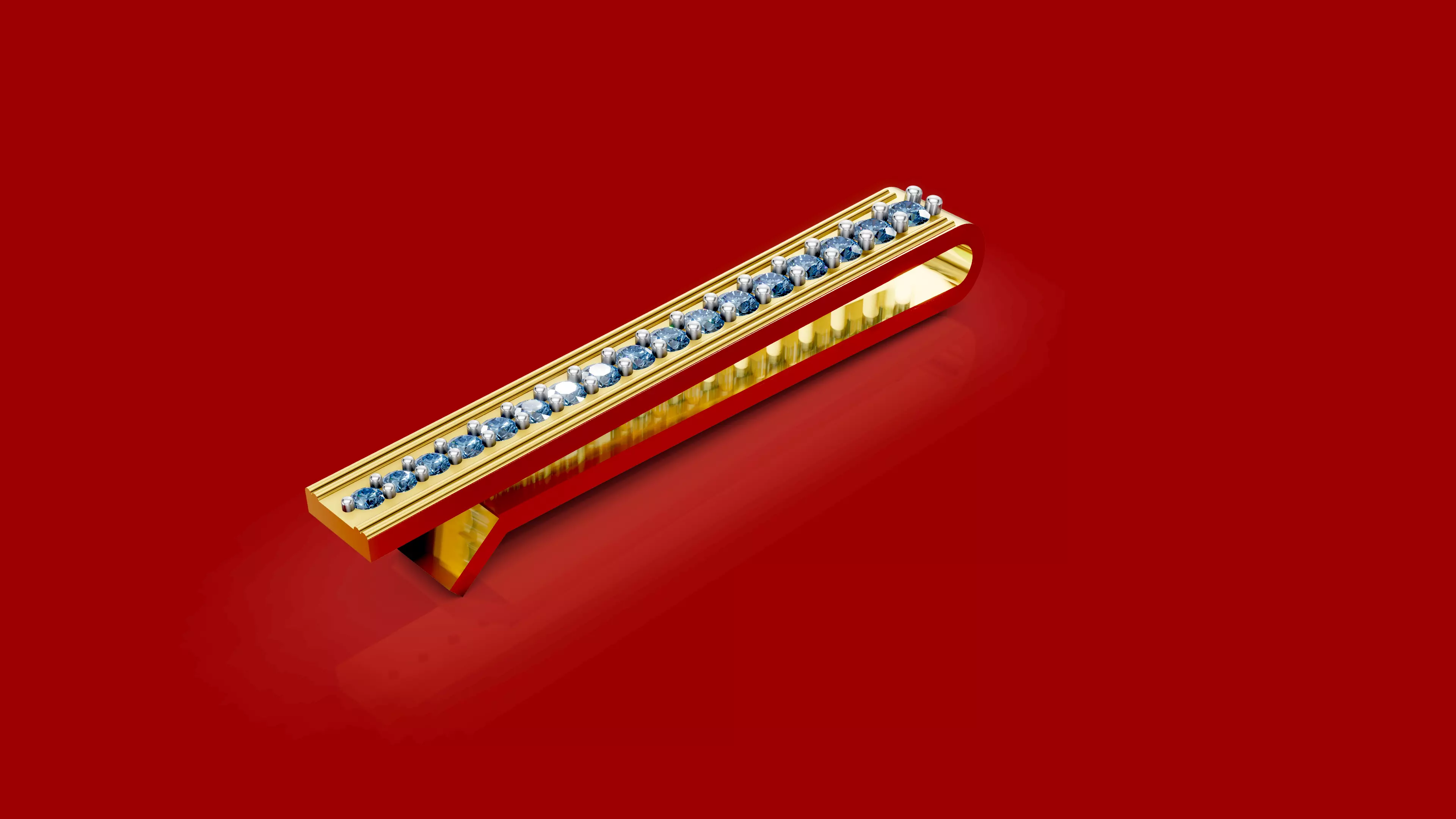 LIne Diamond Tie Pin 3D print model_10