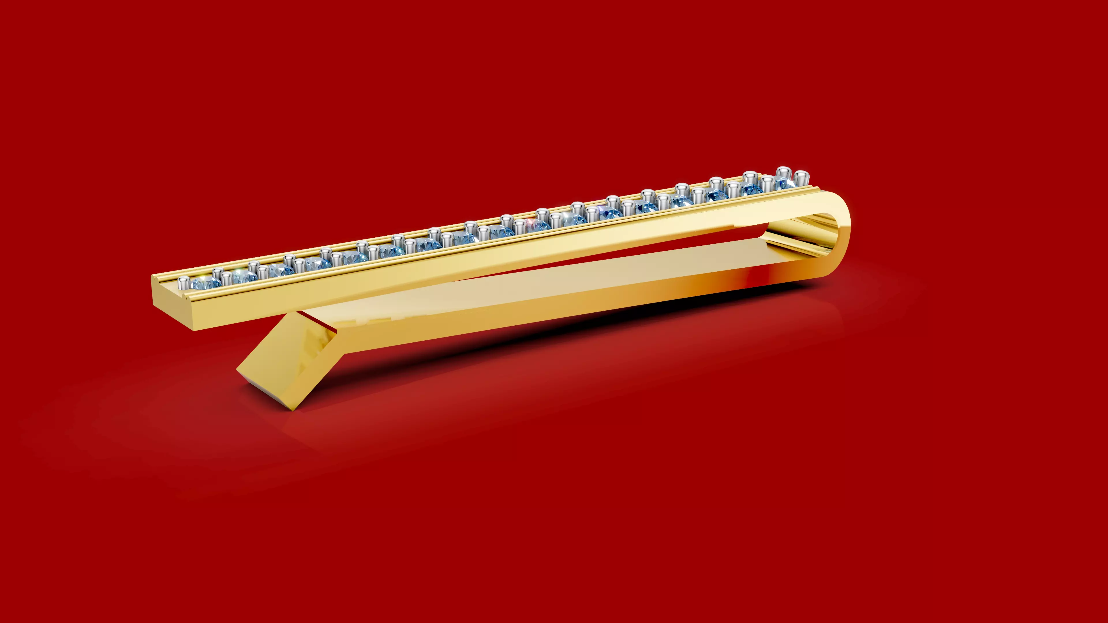 LIne Diamond Tie Pin 3D print model_11