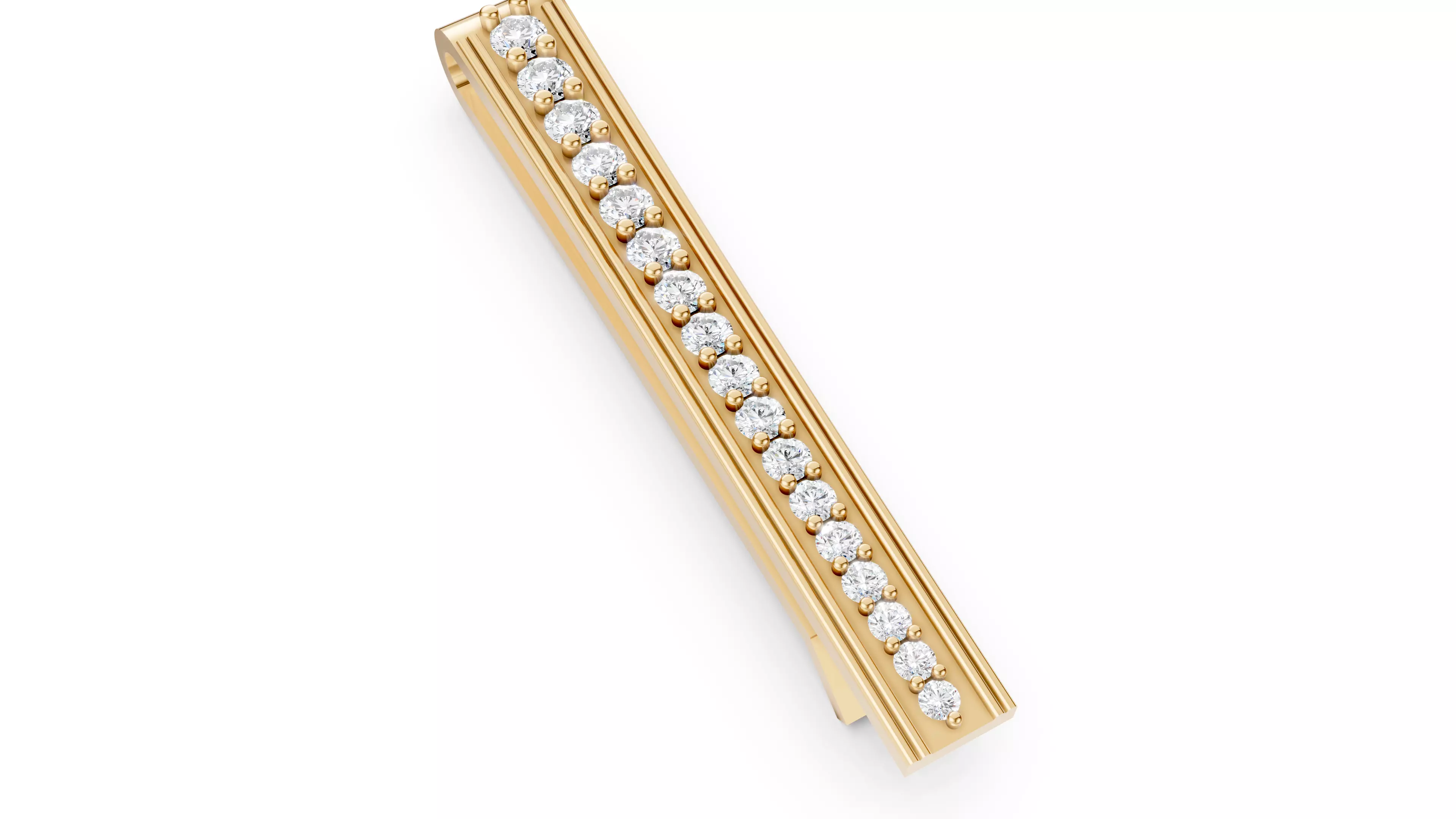 LIne Diamond Tie Pin 3D print model_1