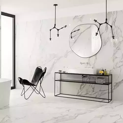 Minimalist White Marble Tile Seamless PBR Texture 