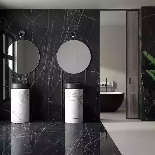 Black Marble Wall Tile 3D Model Texture