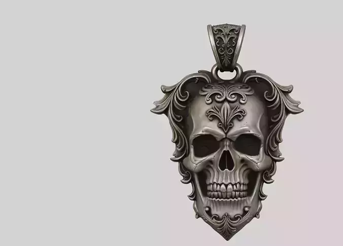 Skull Pendant STL Detailed Decorative 3D