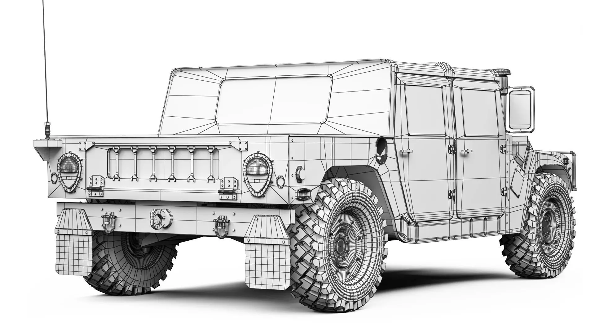 Humvee Military HMMWV M998A1 1994 3D model_9