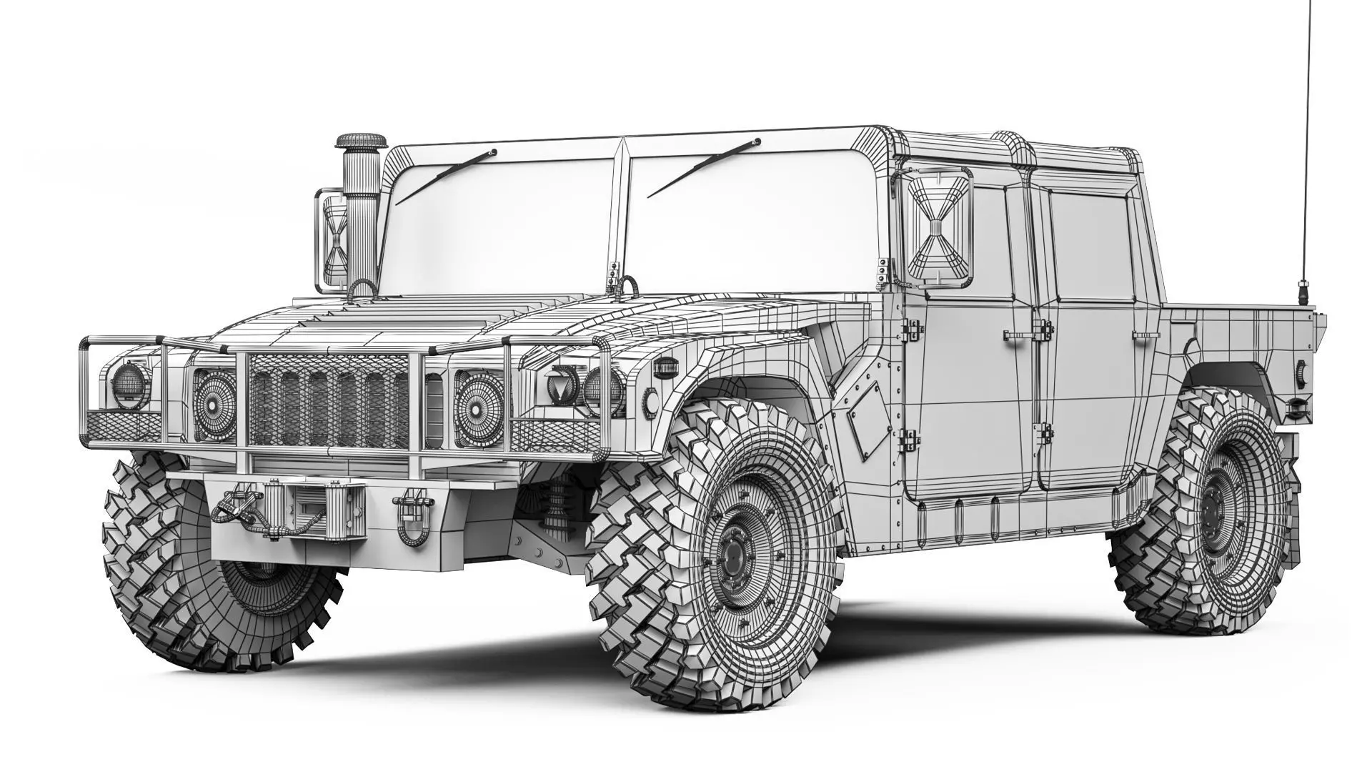 Humvee Military HMMWV M998A1 1994 3D model_8