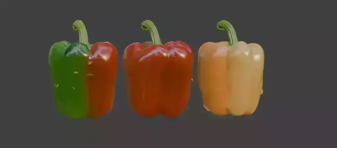 Colorful Capsicum Trio 3D Model