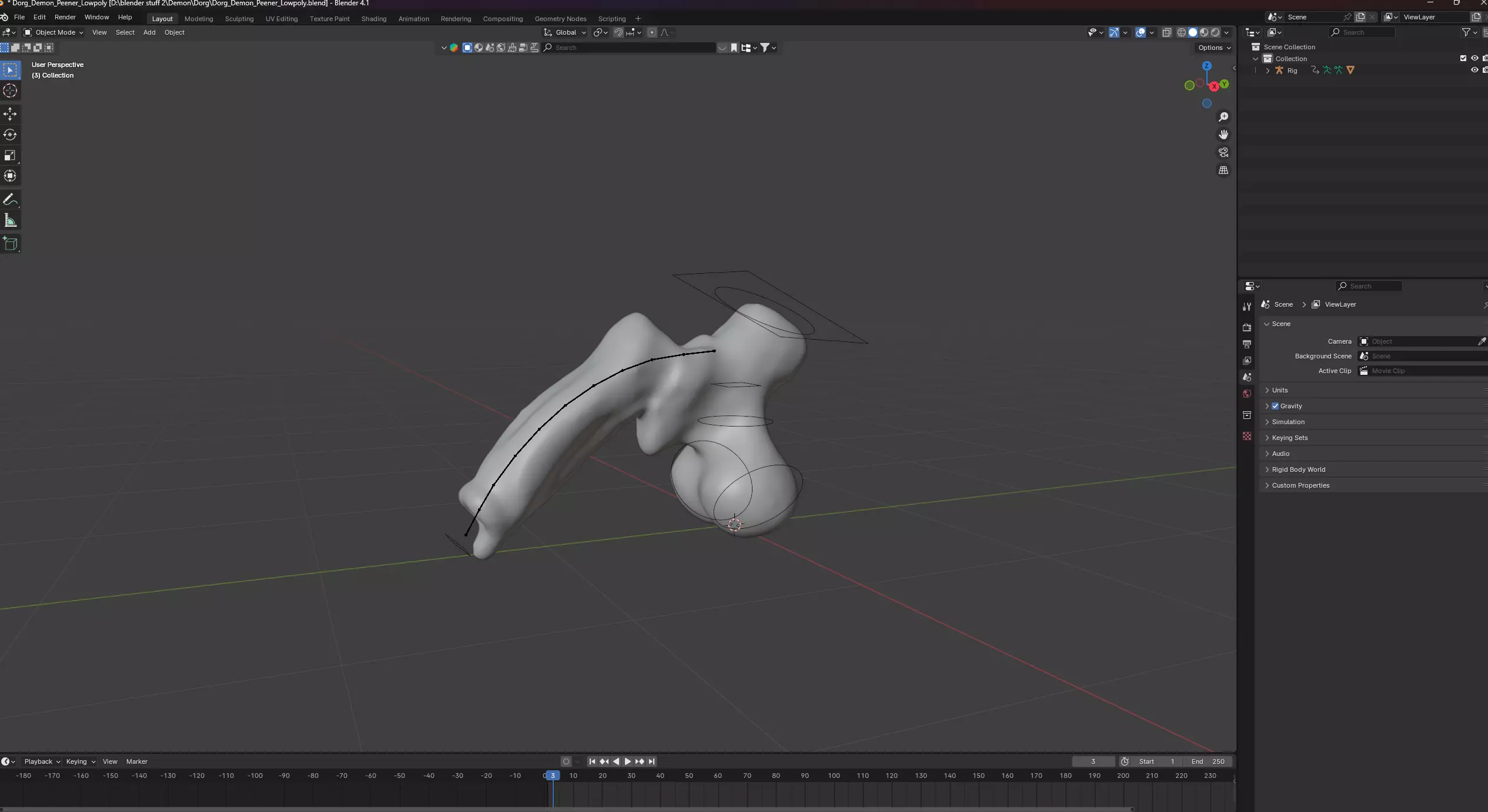 Fantasy Dorg Demon Dog Penis Low-poly 3D model_3